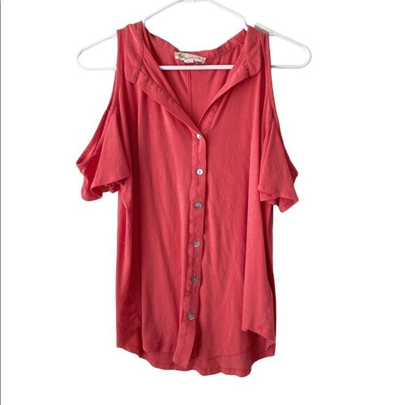 Staring at Stars Tops - ❤️ STARING AT STARS Pink Cold Shoulder Button down Stop Size S ❤️
